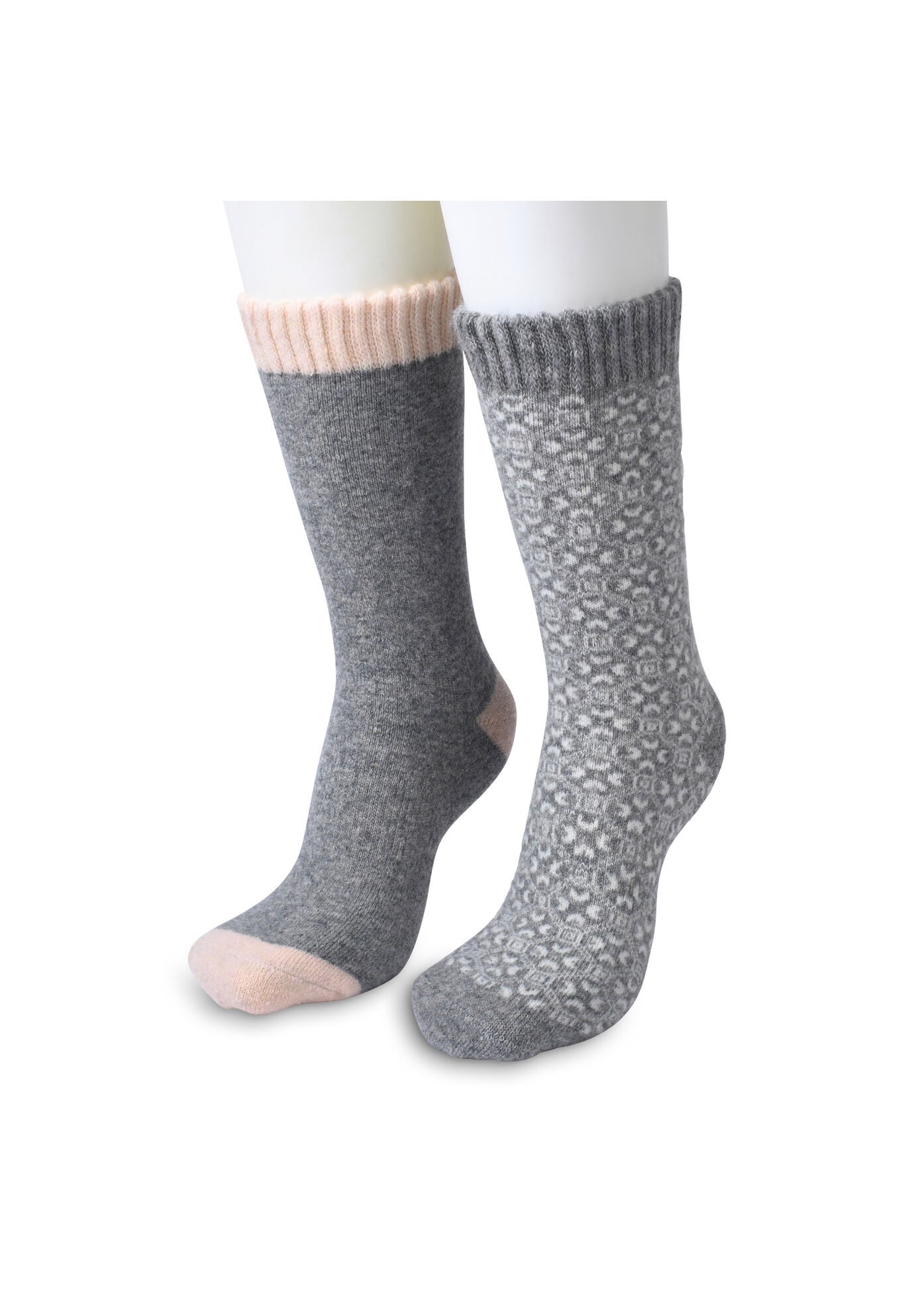 2 Pair Pack 25% Wool Blend Socks, GREY NORDIC, hi-res image number 0