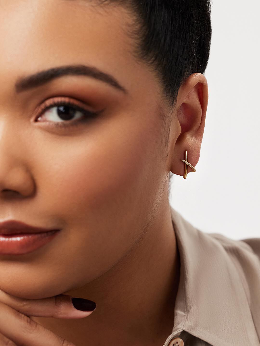 Sloane Stud Earrings, PAVE, alternate image number 2