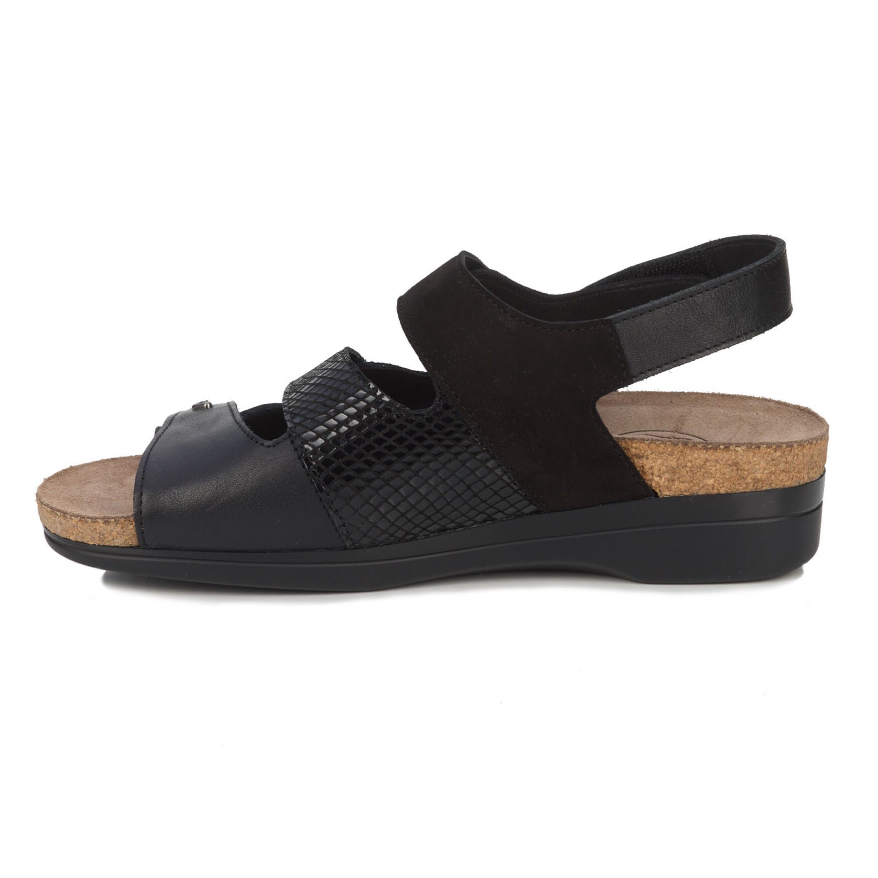 Margo Three Strap Sandal, BLACK, alternate image number 4