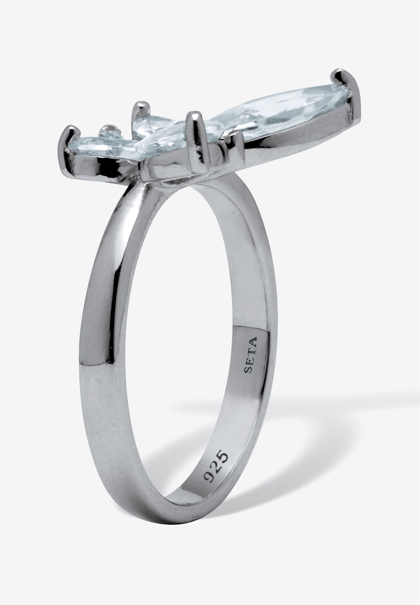 2.41 Tcw Round Cubic Zirconia Sterling Silver Dragonfly Ring, , on-hover image number 1