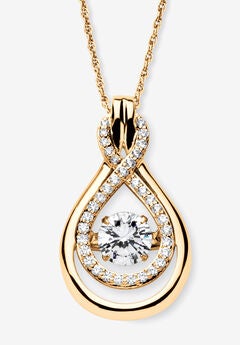 1.25 Tcw "Cz In Motion" Drop Necklace 14K Gold-Plated Sterling Silver