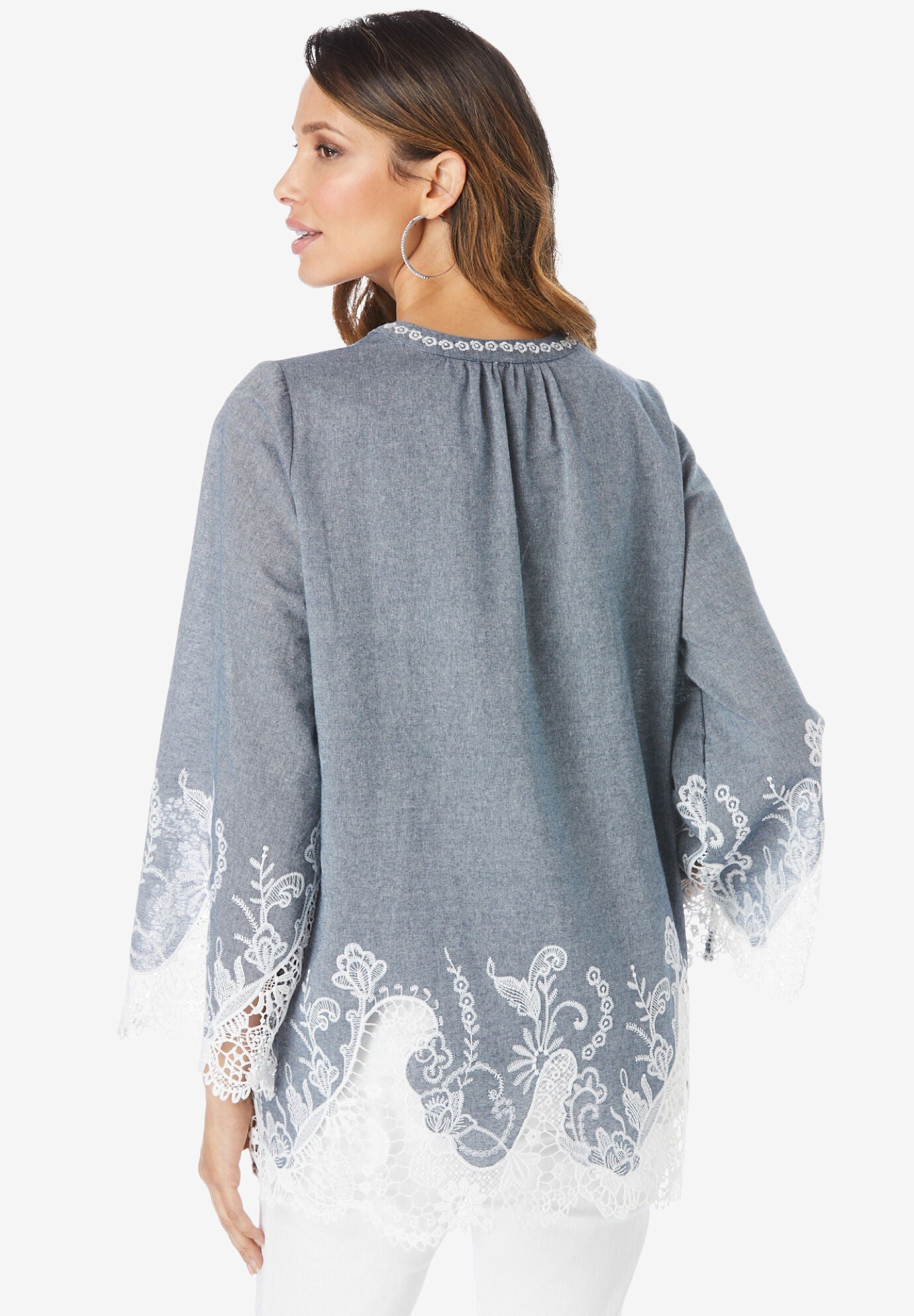 Lace Chambray Tunic, , on-hover image number 1