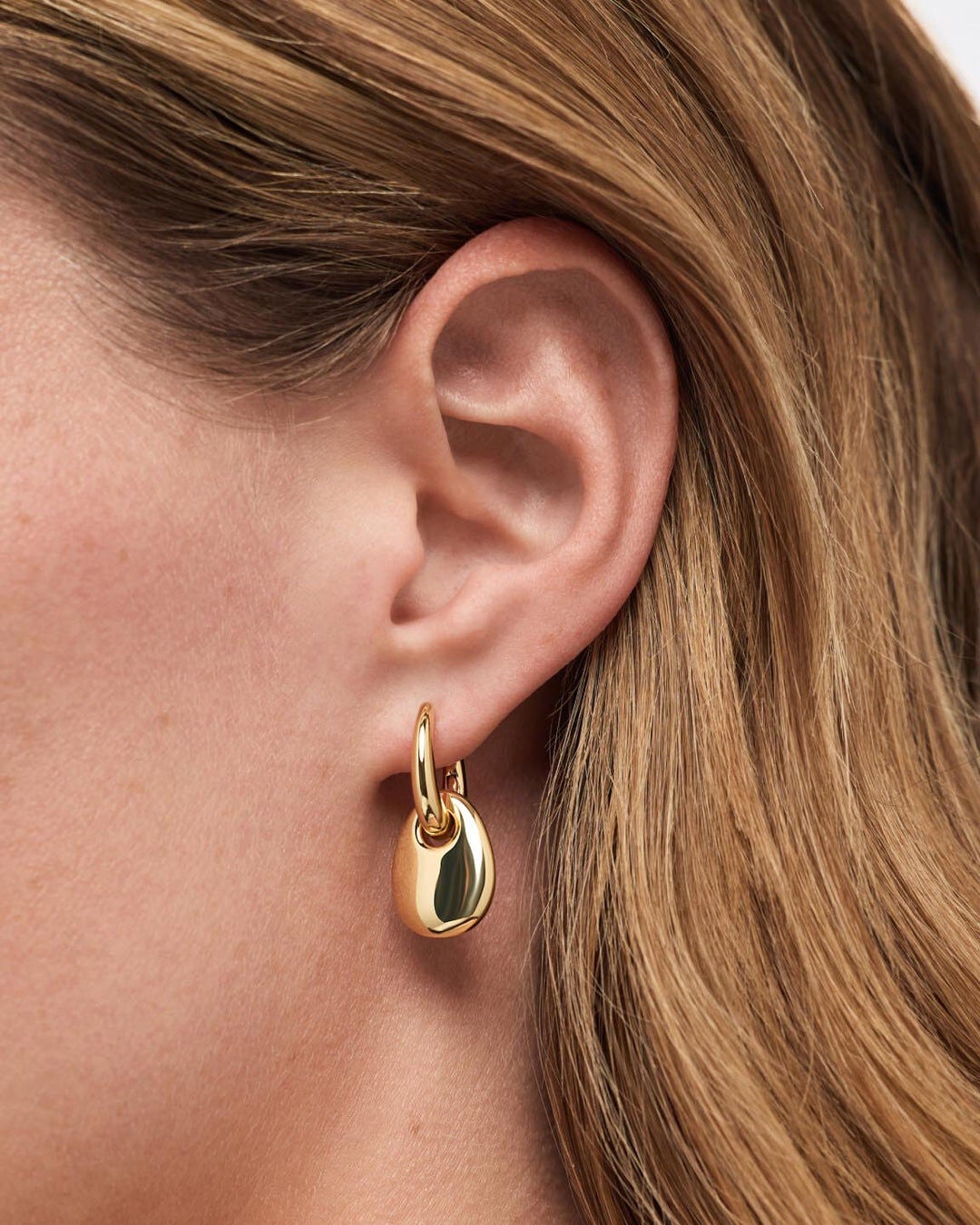 Kayla Gold Drop Earrings, GOLD, alternate image number 2