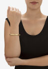 Yellow Gold Plated Sterling Silver Beaded Edge Bangle Bracelet 7.5 Inches Jewelry, , alternate image number null