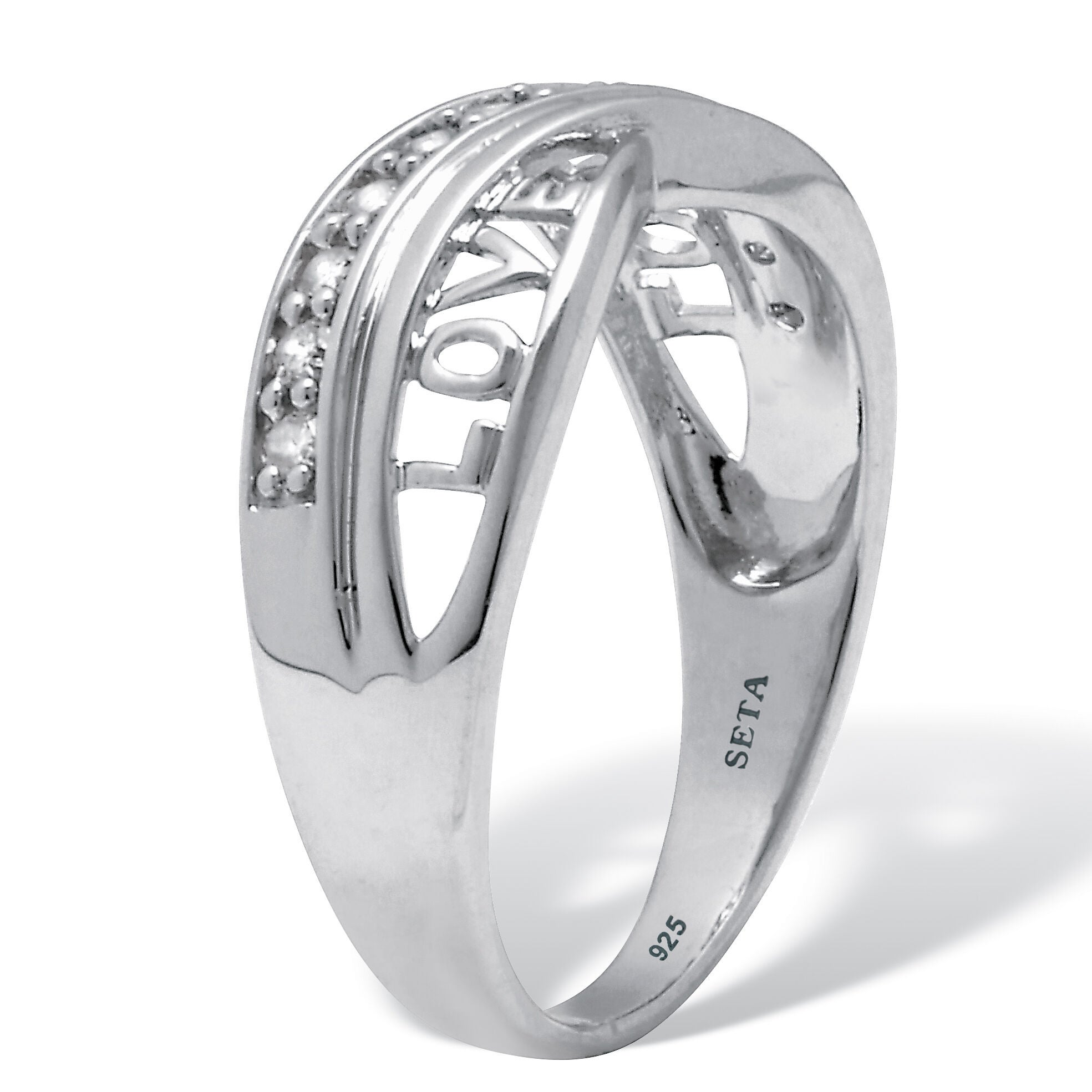 .20 TCW Diamond Sterling Silver Love Ring, WHITE, on-hover image number 1