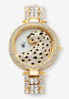 Gold Tone Crystal Leopard Fashion Watch 7.5 inches, GOLD, hi-res image number null