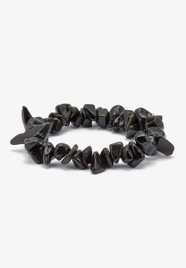 Natural Black Onyx And Genuine Agate Goldtone Necklace And Bracelet Set, 34 Inch, , alternate image number 11
