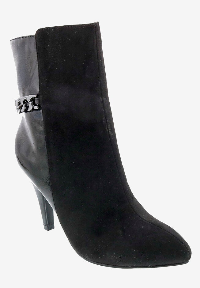 Chain Mid Calf Bootie, BLACK MICRO PATENT, hi-res image number 0