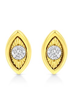 Yellow Gold Over Silver 1/10 Cttw Miracle-Set Diamond Stud Earrings - Choice Of Shape