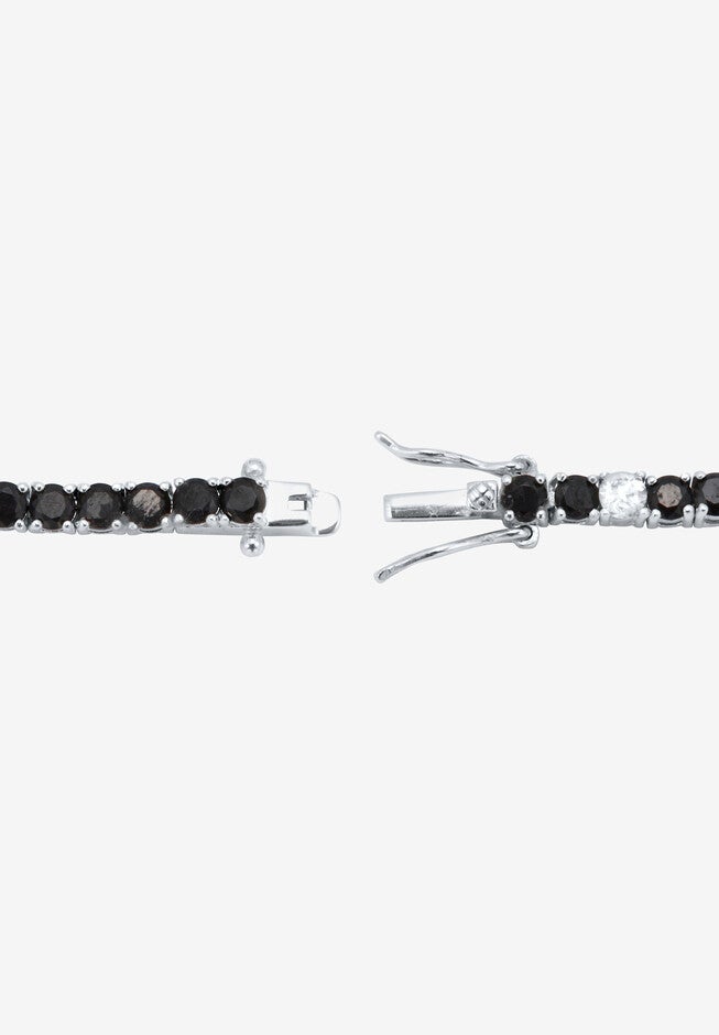 .55 Tcw Round Genuine Spinel And Topaz Sterling Silver Tennis Bracelet 7-Inch, , on-hover image number null