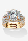 Yellow Gold-Plated Cubic Zirconia Vintage-Style Jacket Bridal Set, GOLD, hi-res image number null