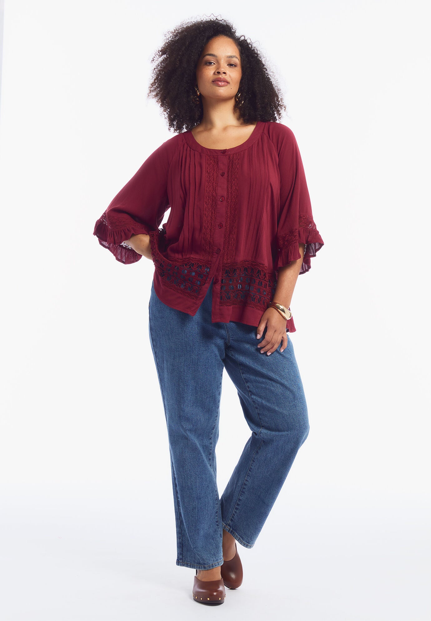 Lace-Trimmed Boho Blouse