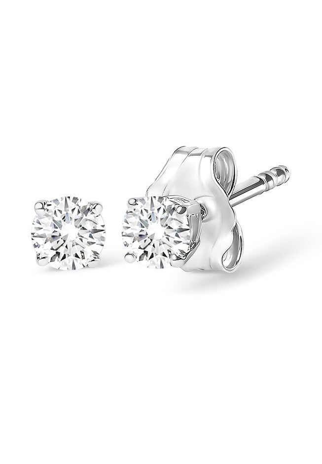 14K White Gold 1/4 Cttw Lab Grown Diamond 4-Prong Classic Solitaire Stud Earrings, WHITE GOLD, hi-res image number 0