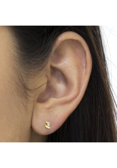Yellow Gold Round Brilliantcut Diamond Espira Swirls Solitaire Push Back Stud Earrings, , alternate image number null