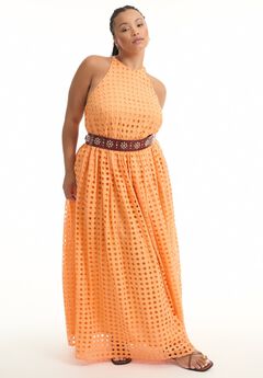 Halter Eyelet Maxi Dress