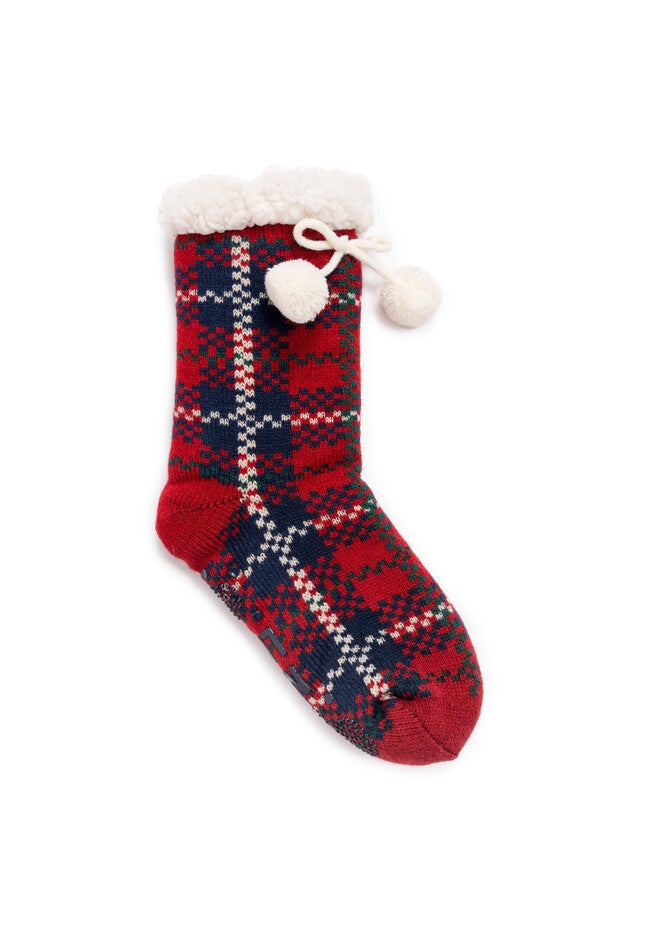 Cabin Tall Slipper Socks, LICORICE CHECK, hi-res image number 0