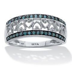 .25 TCW Blue Diamond Sterling Silver Interchanging Heart Ring