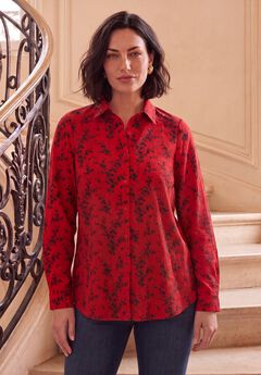 Plus Size Kate Long Sleeve Easy Cotton-Blend Button-Front Shirt
