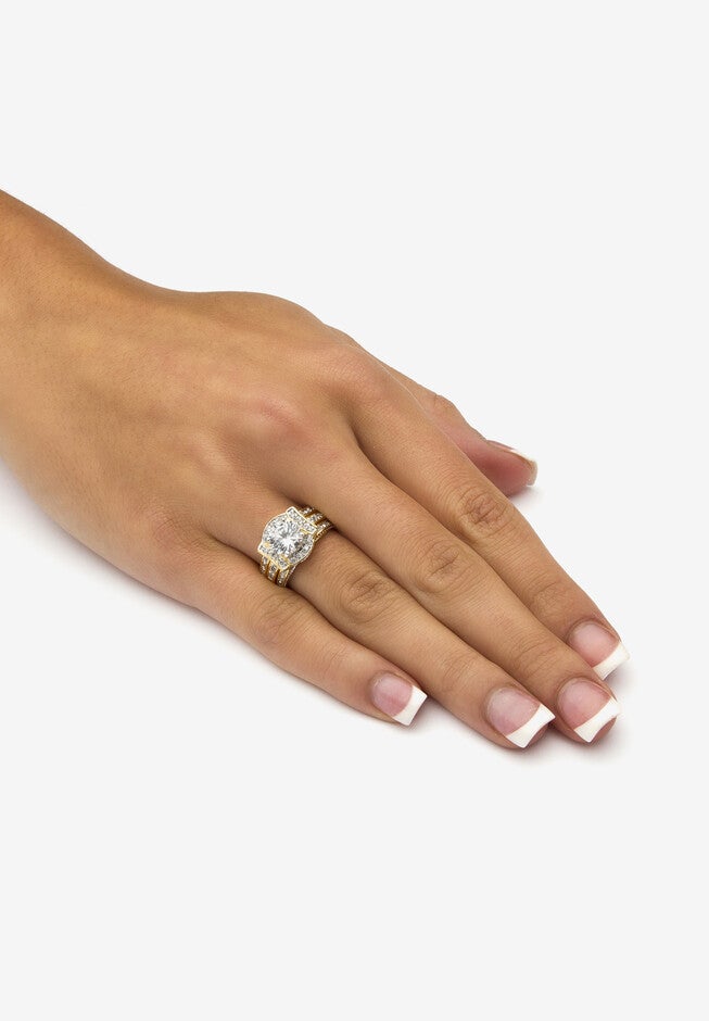 Yellow Gold-Plated Cubic Zirconia Vintage-Style Jacket Bridal Set, , alternate image number 2