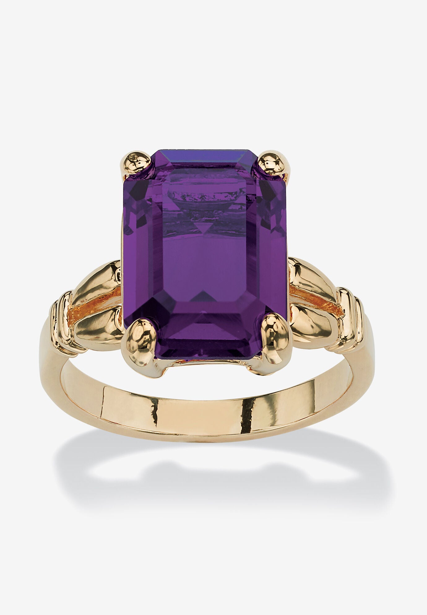 Yellow Gold Plated Simulated Birthstone Ring, FEBRUARY, hi-res image number 0