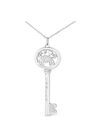 Sterling Silver Diamond Accent Cancer Zodiac Key Pendant Necklace, , alternate image number null