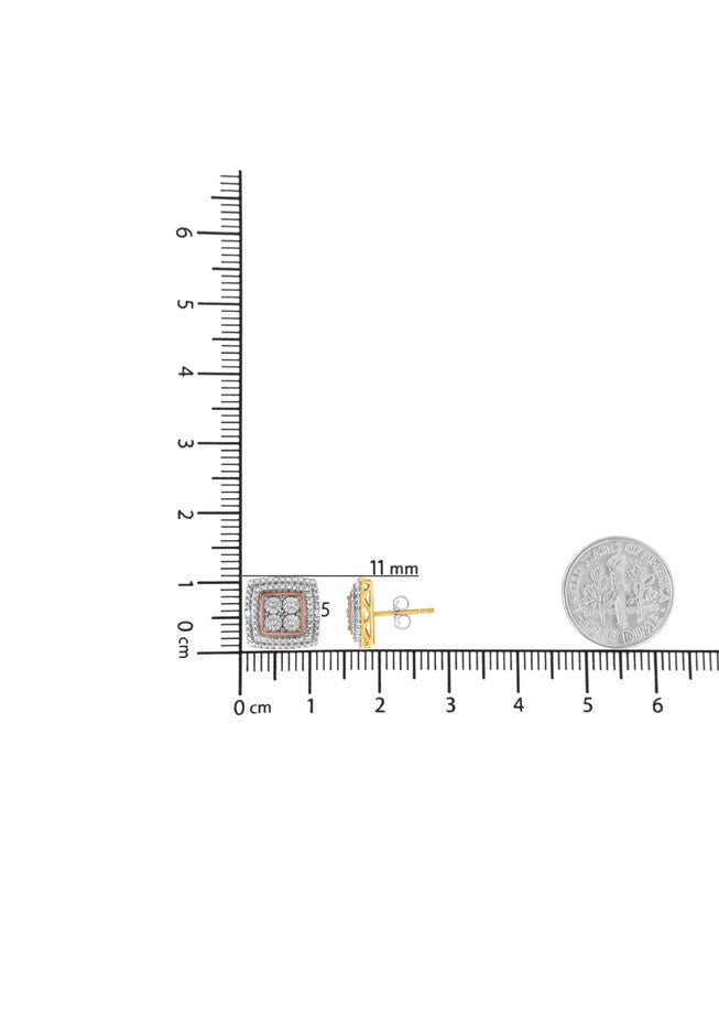 Gold Over Sterling Silver Diamond Accent Earrings, , alternate image number 4