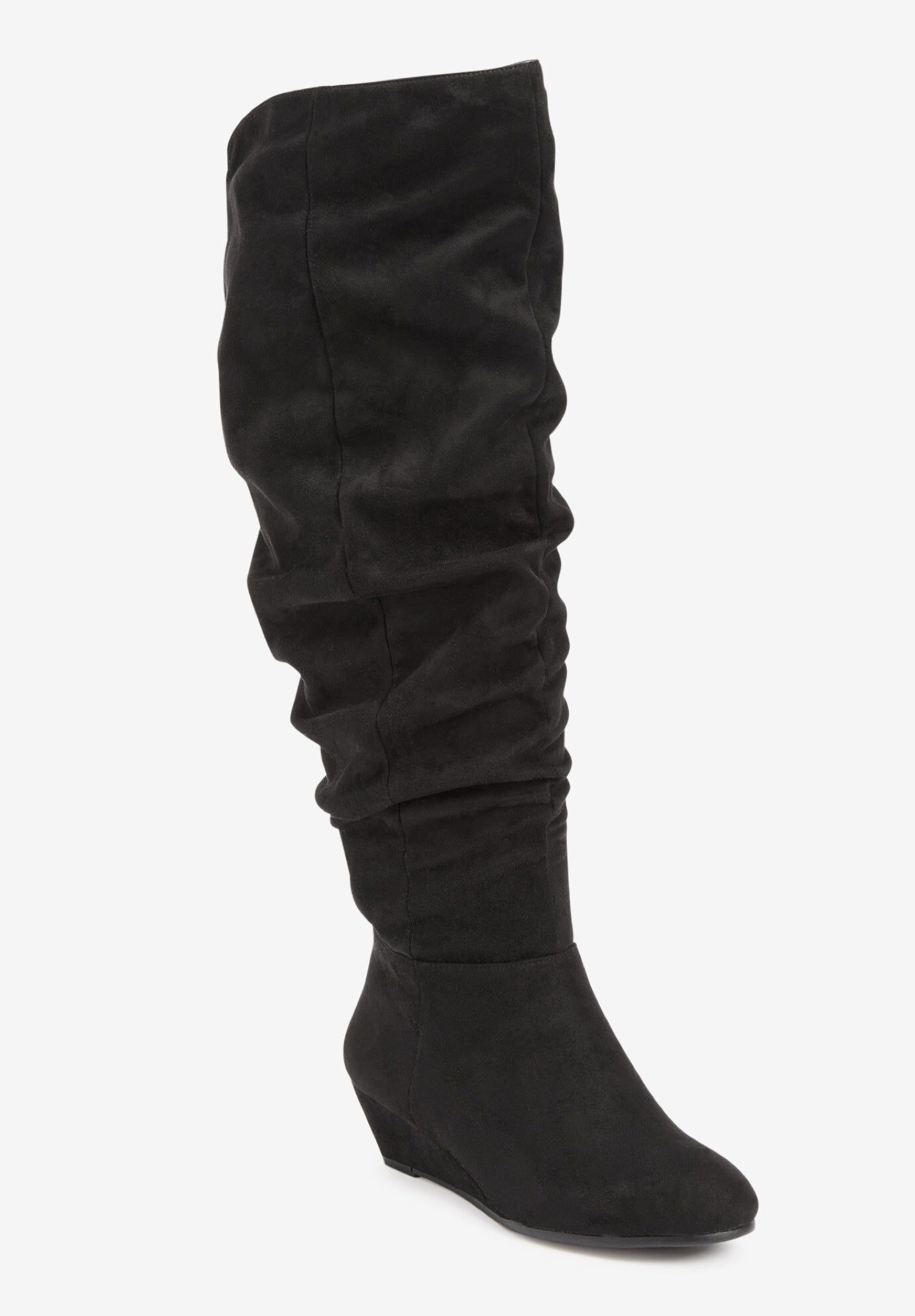 Tamara Regular Calf Boot - Tall Suede-like Style, Black | Woman Within