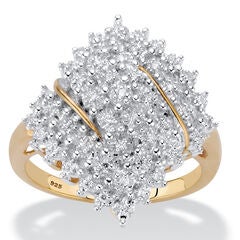1/4 Cttw. Round Diamond 18k Gold-plated Sterling Silver Cluster Ring