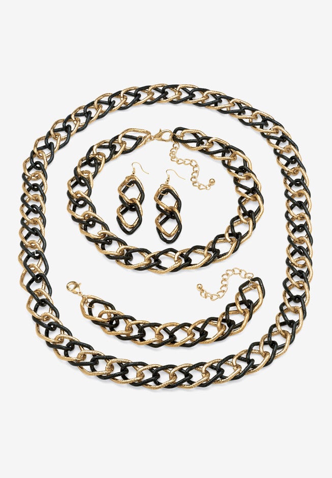 3-Piece Black Ruthenium-Plated Link Set, BLACK, hi-res image number null
