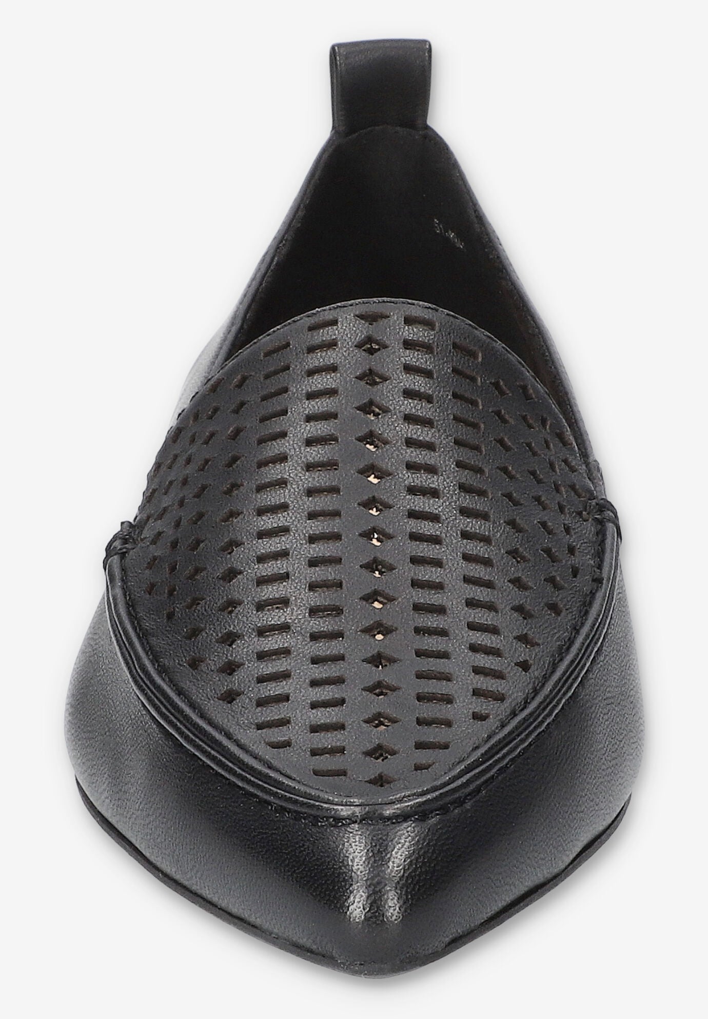 Alessi Perf Pointed Toe Flat, BLACK LEATHER, on-hover image number 1