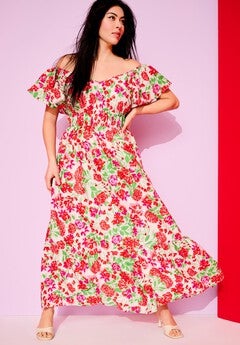 Smocked Poplin Maxi Dress