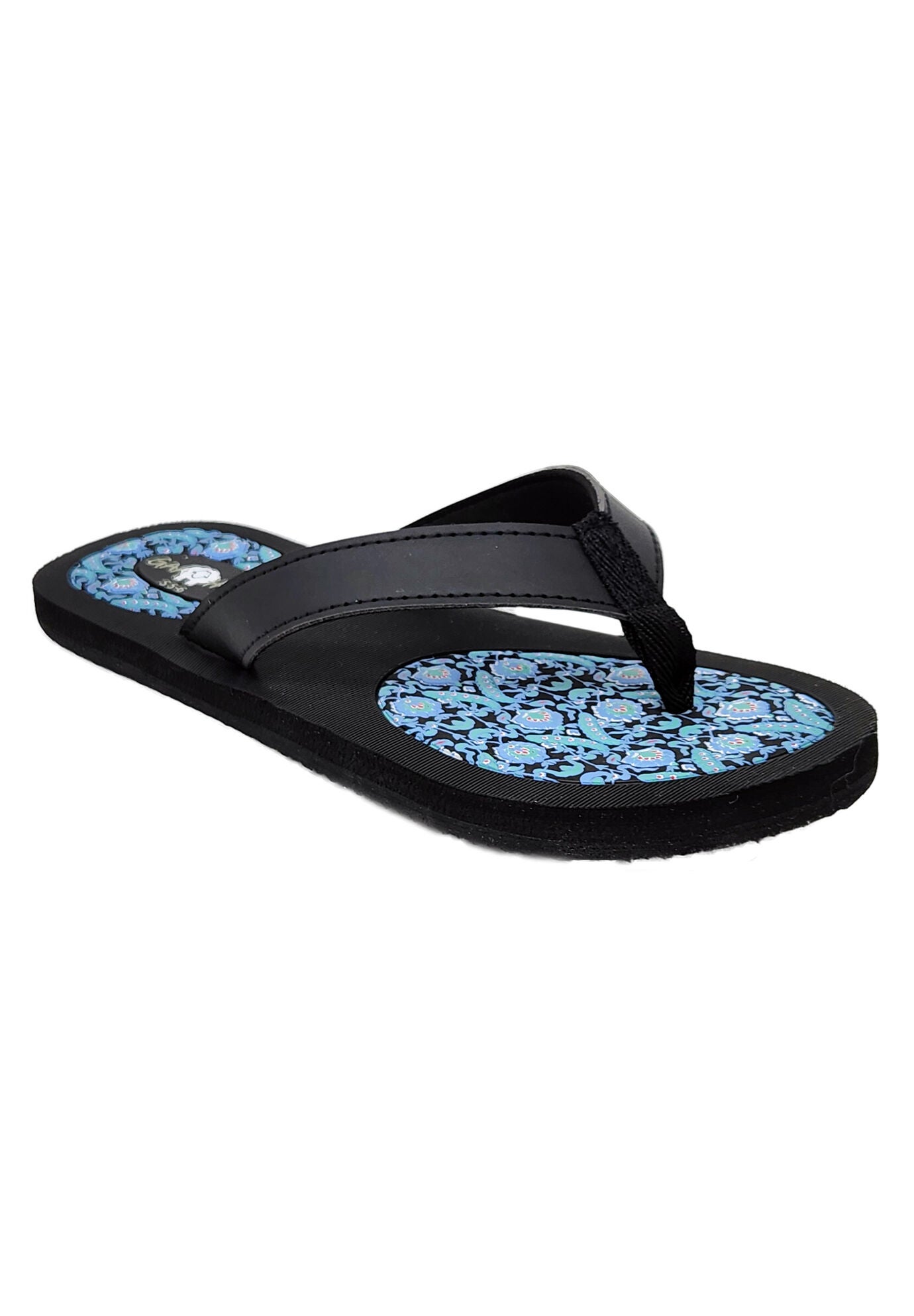Womens Faux Leather Strap Flip Flop Sandal, DITSY FLORAL, hi-res image number 0