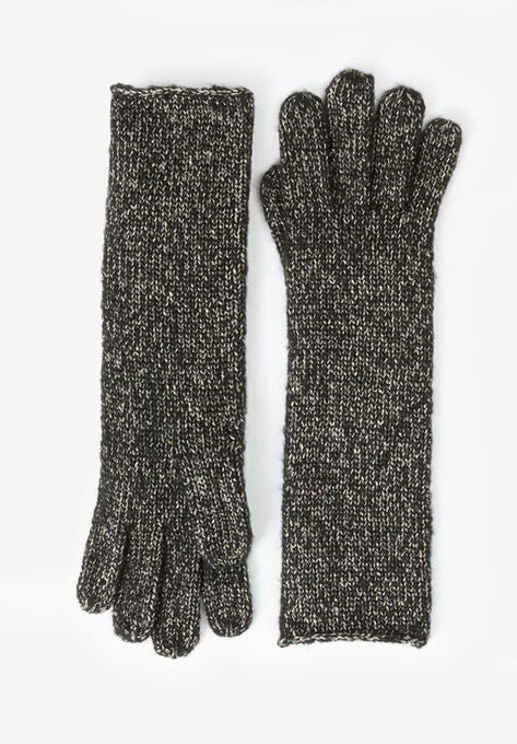 Long Glittery Knit Gloves Plus Size Accessories Woman Within
