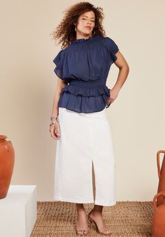 Mockneck Ruffle Blouse