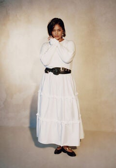 Tiered Mixed-Media Maxi Dress