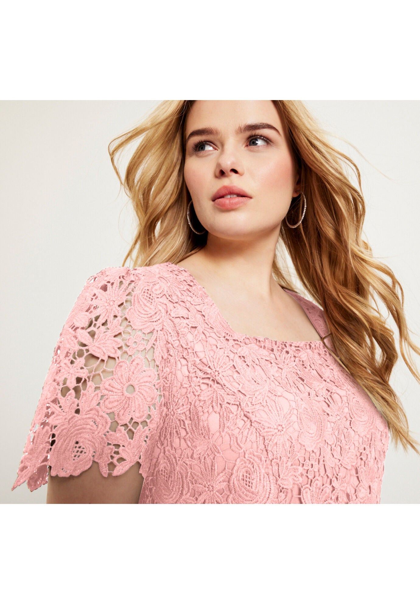 Square-Neck Lace Midi Dress, , alternate image number 4