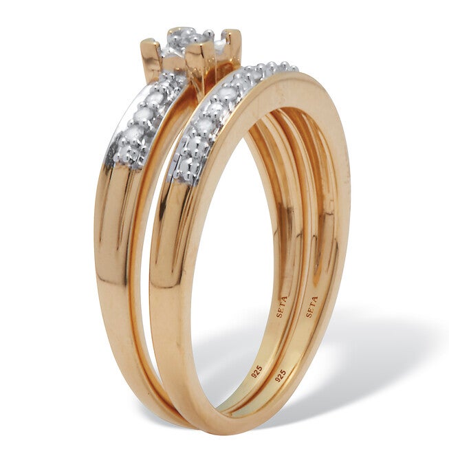 .09 TCW Diamond 18K Gold-Plated Sterling Silver Bridal Set, WHITE, on-hover image number 1
