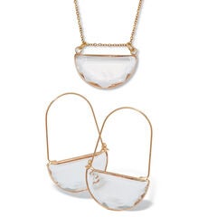 Crystal Half Moon Goldtone Jewelry Set
