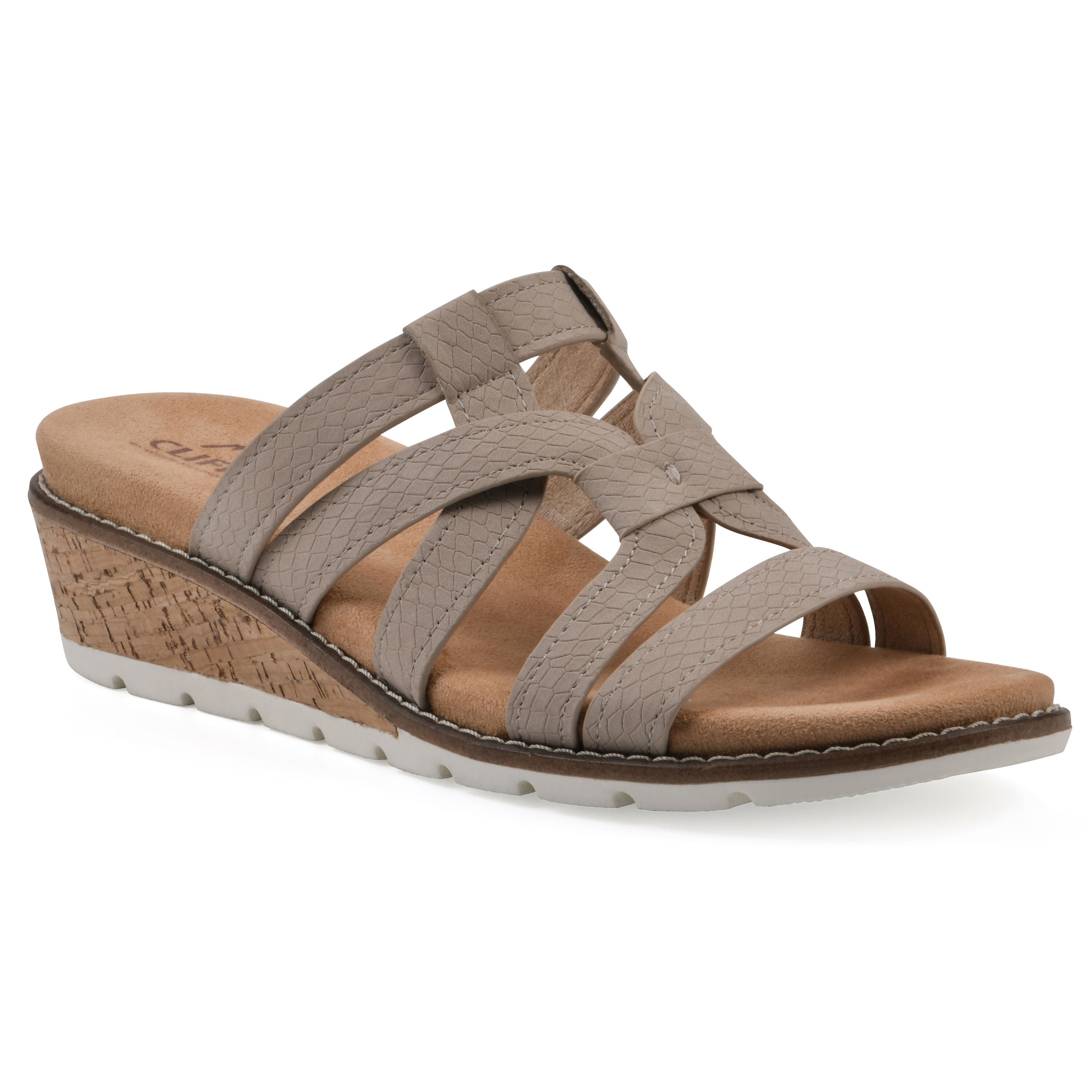 Tinisha Wedge Sandal, TAUPE EMBOSSED, hi-res image number 0