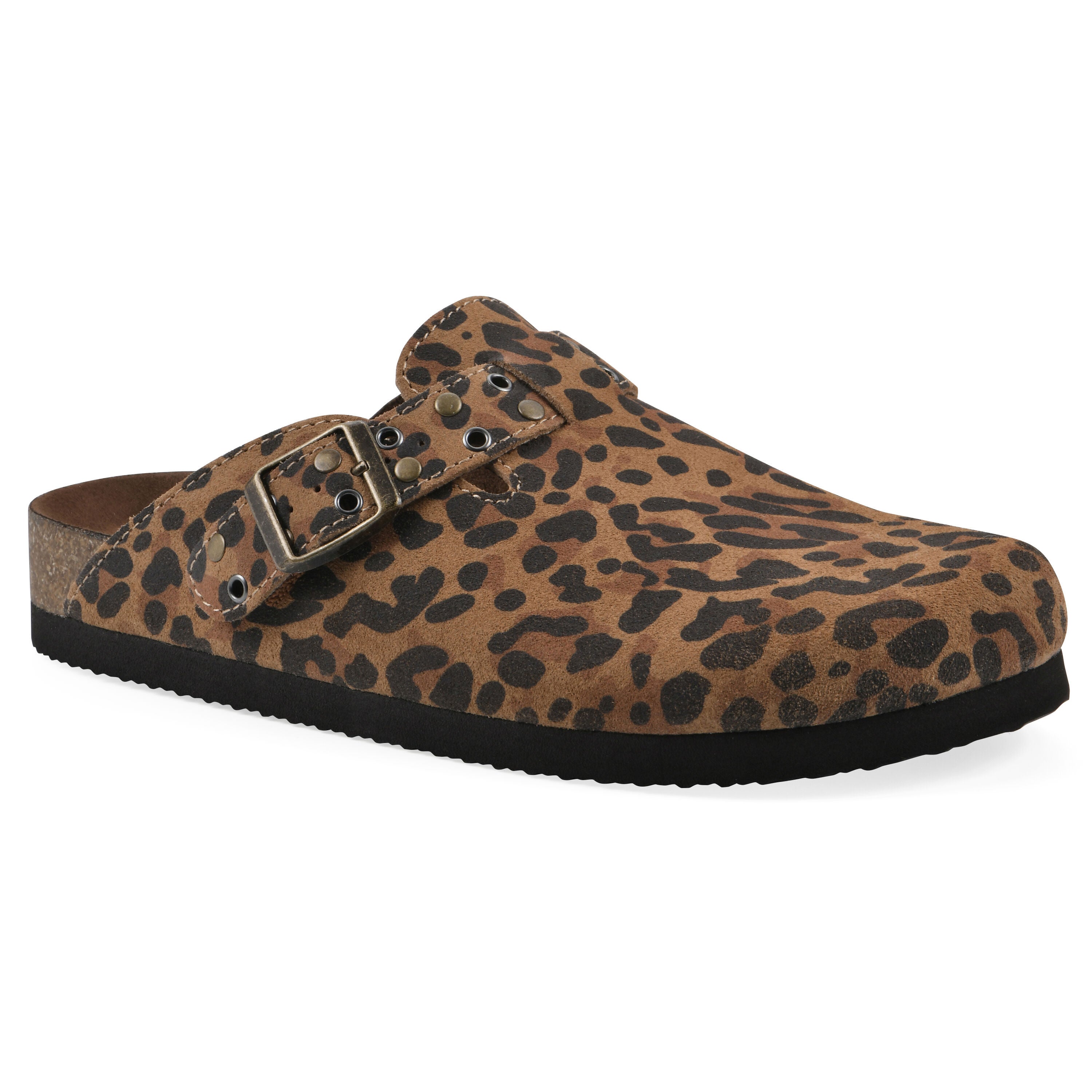 Benben Footbeds Clog, BROWN LEOPARD SUEDE, hi-res image number 0