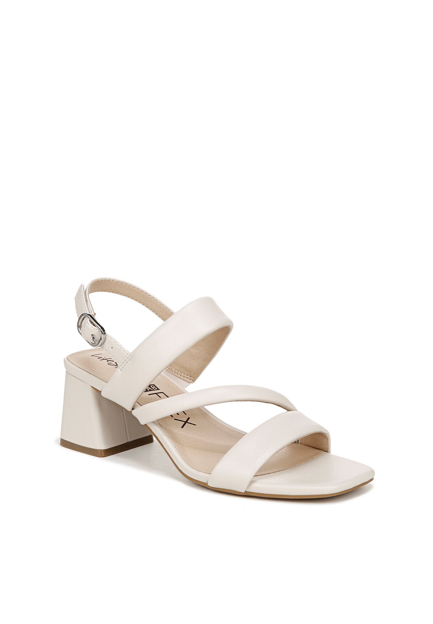 Celia Heeled Sandal, WHITE FAUX LEATHER, hi-res image number 0