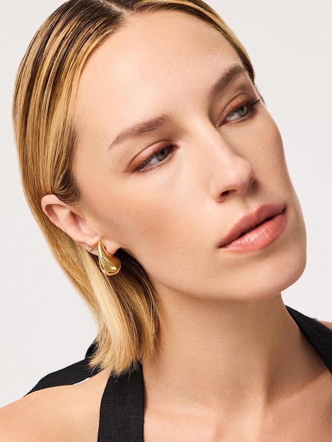 Kiara Gold Statement Earrings, GOLD, alternate image number 5