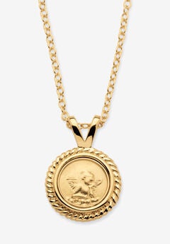 Guardian Angel Charm Necklace Yellow Gold-Plated 18"