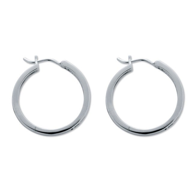 .11 TCW Diamond Sterling Silver Hoop Earrings (8/10 inch), WHITE, on-hover image number 1