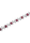 Sterling Silver Gemstone & Round Diamond Tennis Bracelet Pink Tourmaline October Birthstone, , alternate image number null