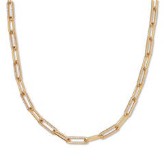 2 TCW Round Cubic Zirconia 18k Yellow Gold-Plated Paperclip Necklace 18-inch
