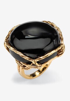Gold-Plated Onyx Ring
