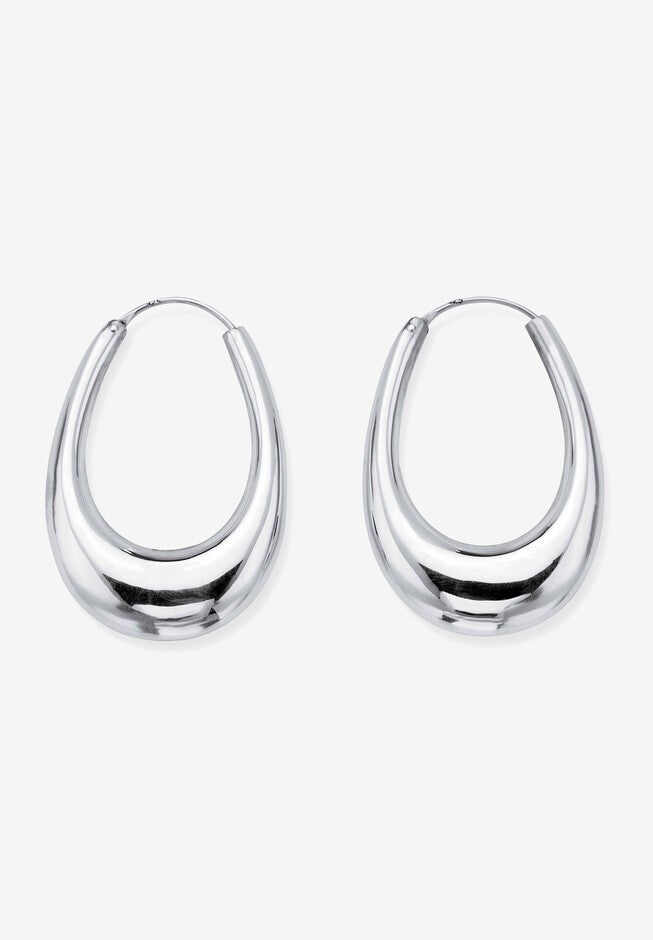 Sterling Silver Puffed Hoop Earrings, , on-hover image number null