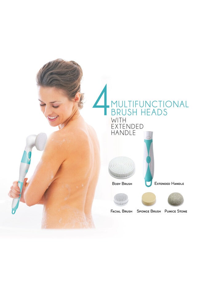 Waterproof Facial & Body Cleansing Brush With Extended Handle, , alternate image number null