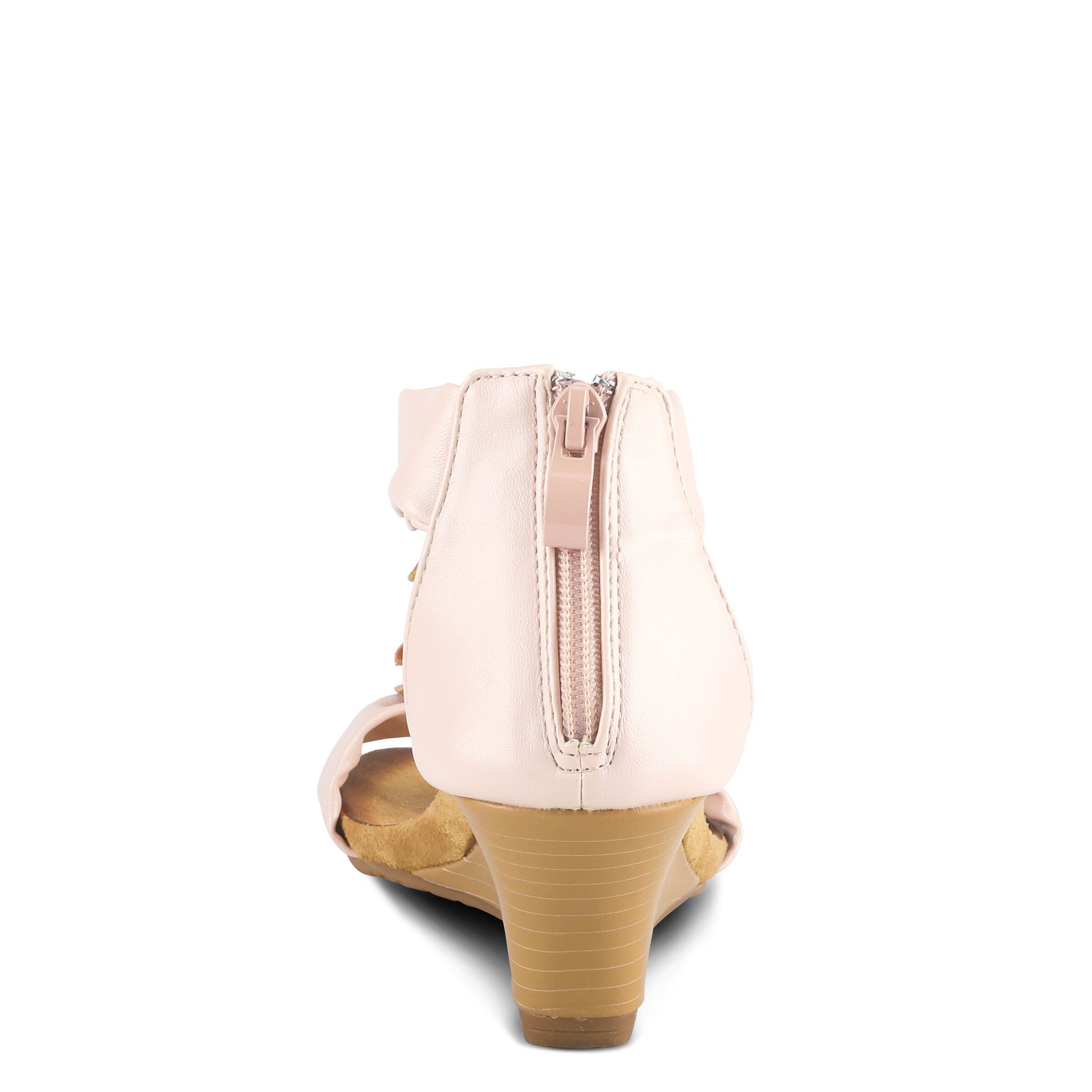 Harlequin Closed Back T-Strap Wedge Sandal, PEACH, on-hover image number 1